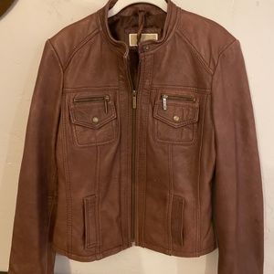 Leather bomber jacket